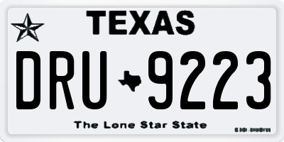 TX license plate DRU9223