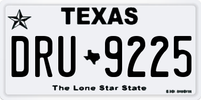 TX license plate DRU9225