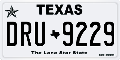 TX license plate DRU9229