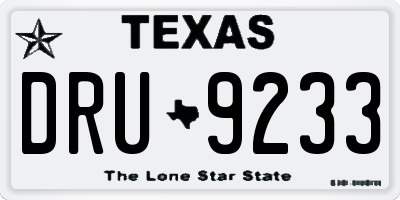 TX license plate DRU9233