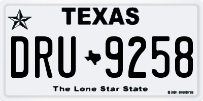 TX license plate DRU9258