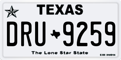 TX license plate DRU9259