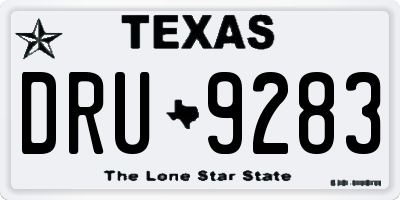 TX license plate DRU9283