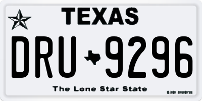 TX license plate DRU9296