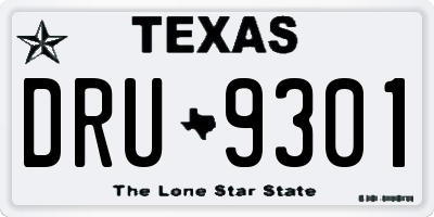 TX license plate DRU9301