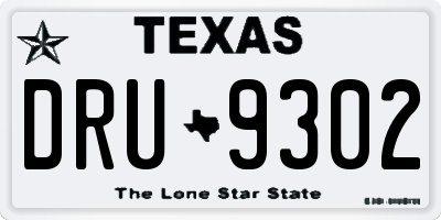 TX license plate DRU9302