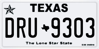 TX license plate DRU9303