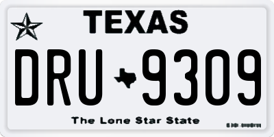 TX license plate DRU9309