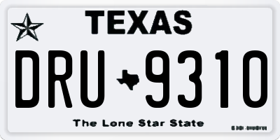 TX license plate DRU9310