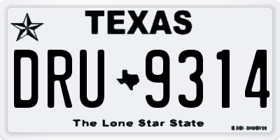 TX license plate DRU9314
