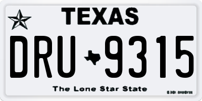 TX license plate DRU9315