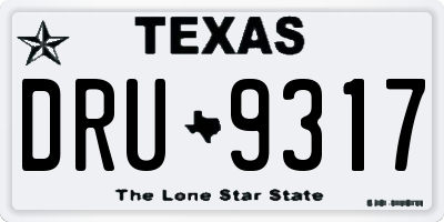 TX license plate DRU9317