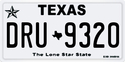 TX license plate DRU9320