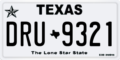TX license plate DRU9321