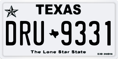 TX license plate DRU9331