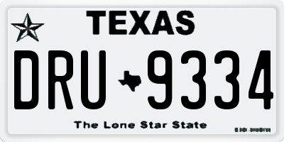 TX license plate DRU9334