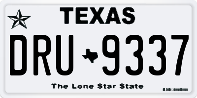 TX license plate DRU9337