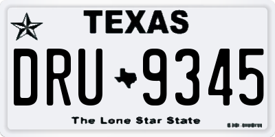 TX license plate DRU9345