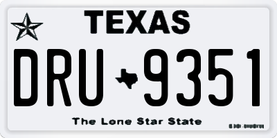 TX license plate DRU9351