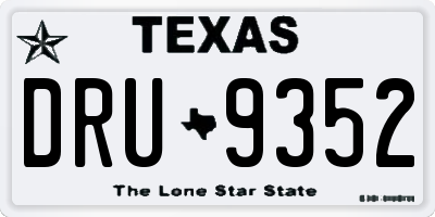 TX license plate DRU9352