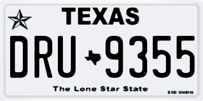 TX license plate DRU9355