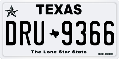 TX license plate DRU9366