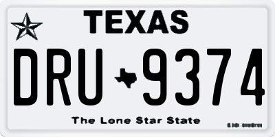 TX license plate DRU9374