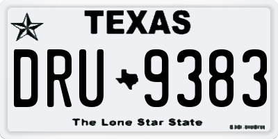 TX license plate DRU9383