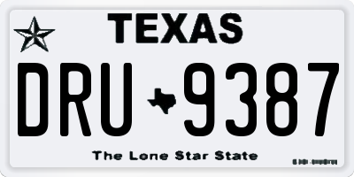 TX license plate DRU9387