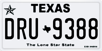 TX license plate DRU9388