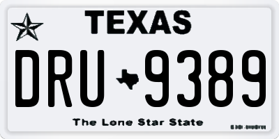 TX license plate DRU9389
