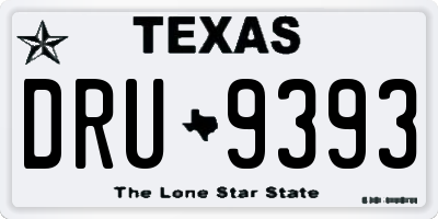 TX license plate DRU9393