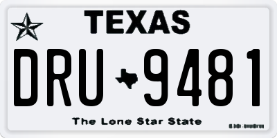 TX license plate DRU9481