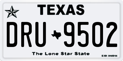 TX license plate DRU9502