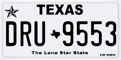 TX license plate DRU9553