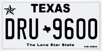 TX license plate DRU9600