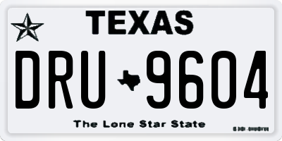 TX license plate DRU9604