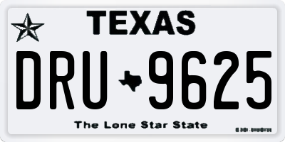 TX license plate DRU9625