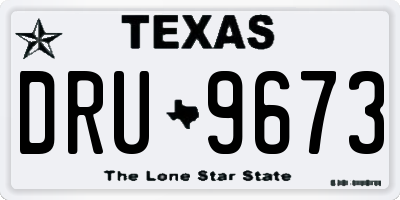 TX license plate DRU9673