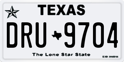 TX license plate DRU9704
