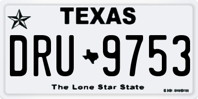 TX license plate DRU9753