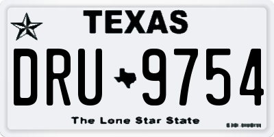 TX license plate DRU9754