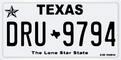 TX license plate DRU9794