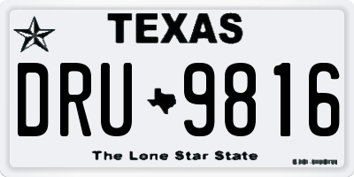 TX license plate DRU9816