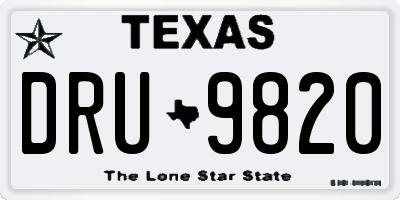 TX license plate DRU9820