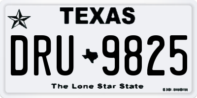 TX license plate DRU9825