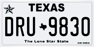 TX license plate DRU9830