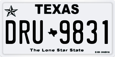 TX license plate DRU9831