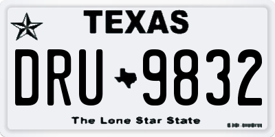 TX license plate DRU9832