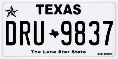 TX license plate DRU9837